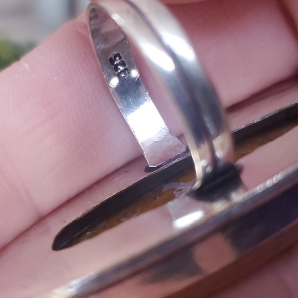 New Overzized Seam Agate 925 Silver Statement Ring. - Picture 7 of 16
